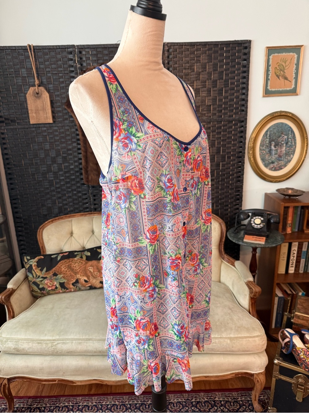 🌺 Profile Blush by Gottex Floral Sheer Swim Cover Up Tank Dress Women’s M/L - Picture 4 of 10